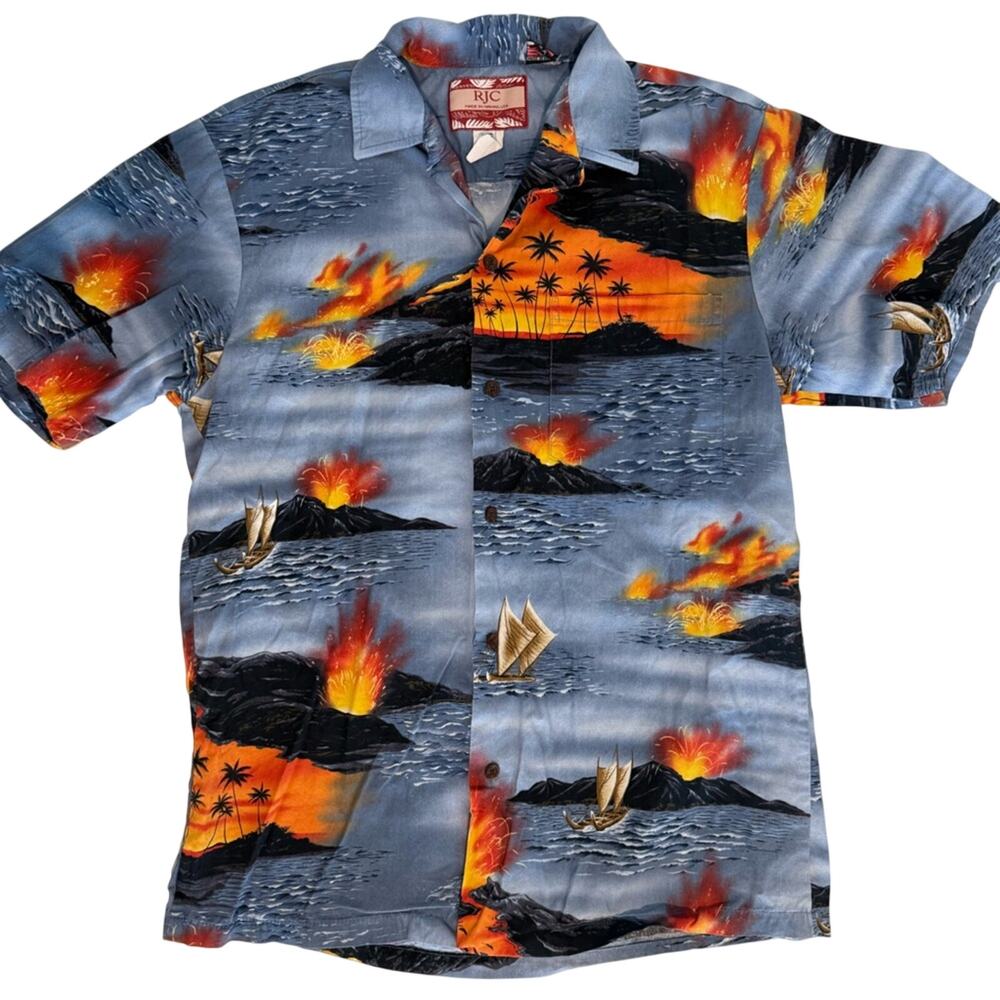 Hawaiian Shirt with Sunset and Sailboat Design